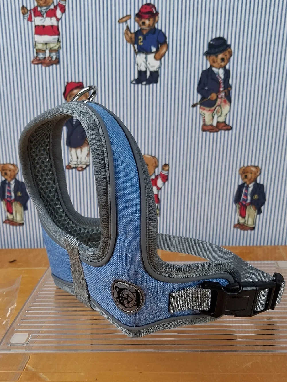 New In Package Small Dog Blue & Gray Outdoor Walking Breathable Harness & Leash